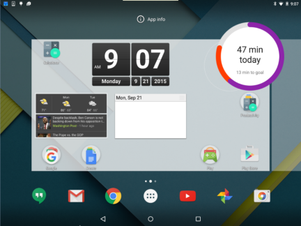 The Google Fit Widget is being moved to any empty space on the home screen.