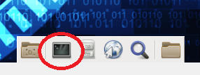 Screenshot of the Dock images with the Terminal circled.